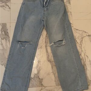 SHEIN Light Blue Distressed Straight Leg Pants